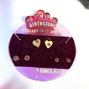 Set of 3 Amethyst Birthstone Earrings February